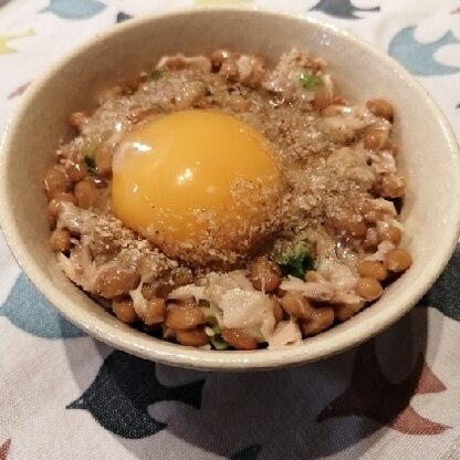 これめちゃくちゃおいしいですね☆ツナの旨みと卵で、納豆ご飯がボリュームアップで大満足です♪